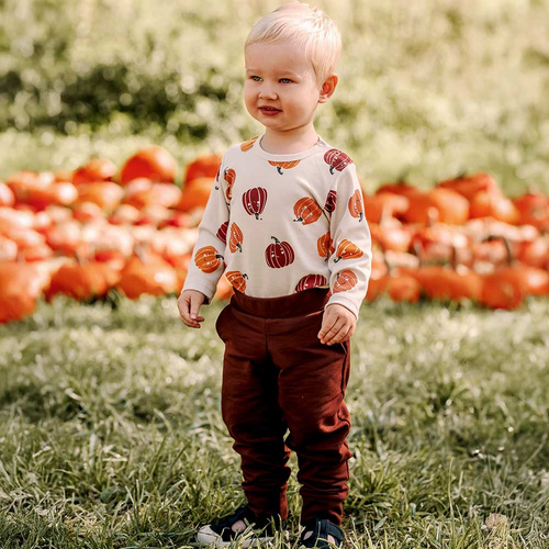 Halloweenské kojenecké body Eevi - ecru, dýně, bavlna