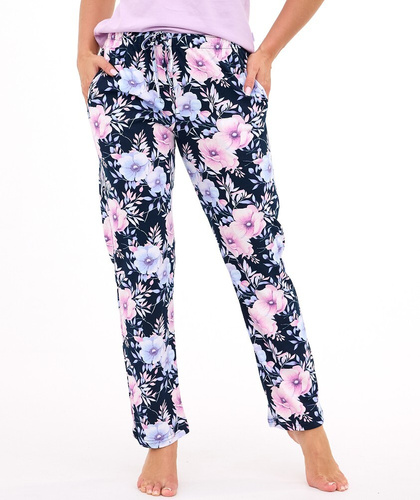 690/48 Dámské pyžamové kalhoty Cornette | Dlouhé, kapsy, regulace v pase