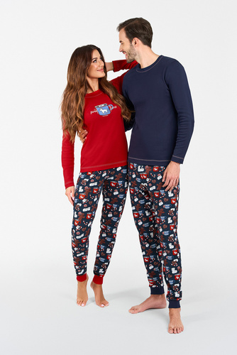 Makala Dámské pyžamo s dlouhým rukávem a dlouhé kalhoty Italian Fashion - červená/potisk