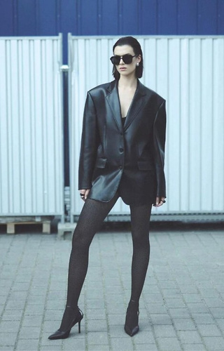 1236 Galia Punčocháče 80 den Gabriella černé - vzorované, sametové, 3D technologie