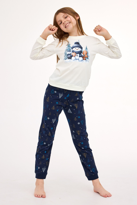 977/189 978/189 Dívčí pyžamo Snowy Day Cornette bavlna, dlouhý rukáv | Teplé a pohodlné oblečení