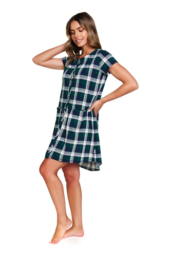 9444 Doctor Nap - Těhotenská a kojící noční košile z bavlny | Polská výroba - smaragdová