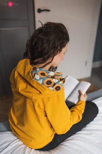 Milk Please bluza do karmienia Milk&Love z kapturem musztardowy