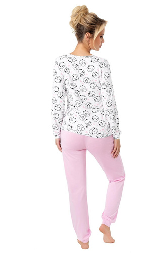 Dámské pyžamo Donna Sheep Long pink - bavlna, dlouhý rukáv, baleno v plastovém sáčku