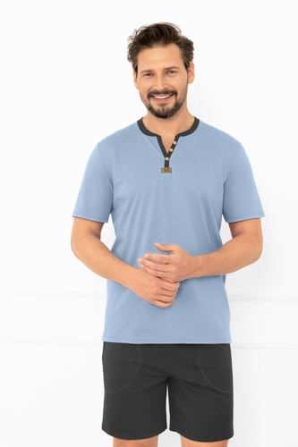 Julius Italian Fashion pánské pyžamo ocelové - krátké, bavlněné, elegantní