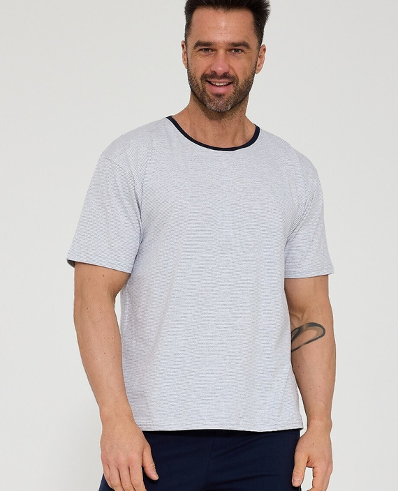 Cornette 338/53 pánské pyžamo šedé bavlna krátký rukáv komfort