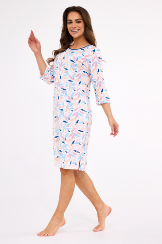 464/457 Hannah 2 Cornette - dámská bavlněná noční košile, 3/4 rukávy, délka ke kolenům