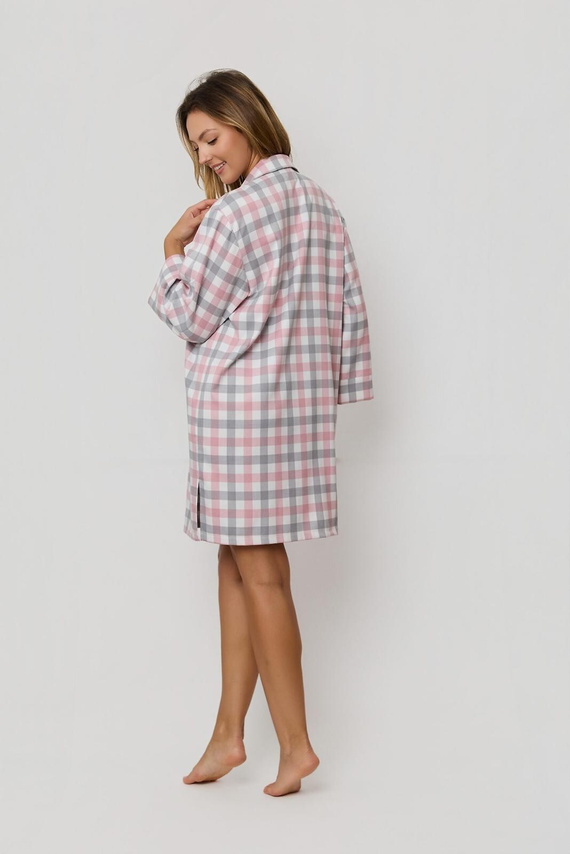 Dámská košile Stella KG80 Mefemi by Nipplex pink-grey - elegantní kostkovaná košile z kvalitní látky, dlouhé rukávy, knoflíky, boční rozparky