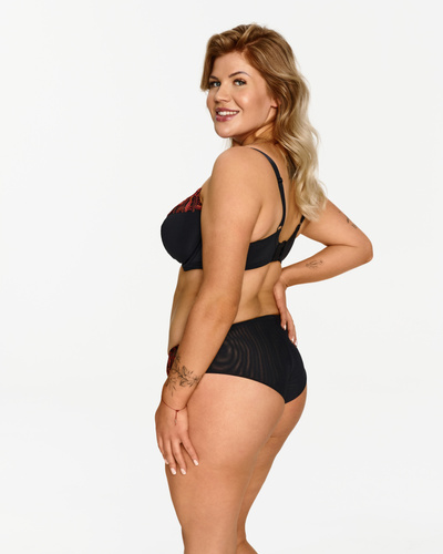 2612 Měkká podprsenka Lupoline - černá s kosticemi a podzimní výšivkou