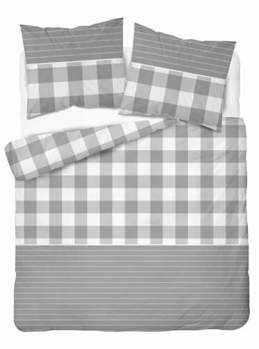 5083 B Home Satin Pościel satynowa kratka Detexpol szary