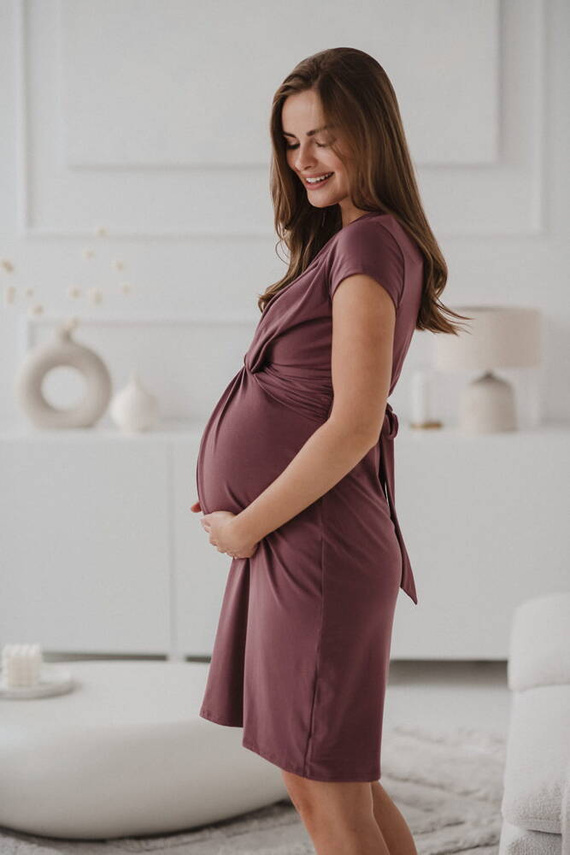 Loop sukienka ciążowa i do karmienia krótki rękaw Milk&Love rose brown 
