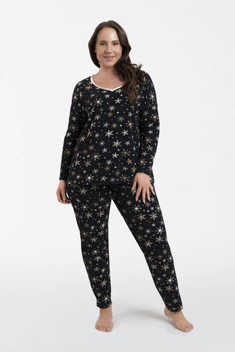 Laponia Dámské pyžamo s dlouhým rukávem, dlouhé kalhoty Italian Fashion - potisk