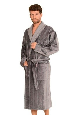 803 / 819 Pánský froté župan Forex - šedý pruhovaný (šedé pásky)