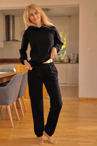 Brav dámské tepláky Mirale | Pohodlný bavlněný komplet | Polská výroba - černá