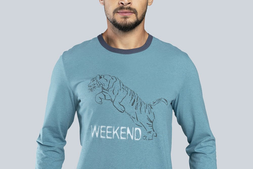 Lion Pánské pyžamo s dlouhým rukávem, kalhoty Italian Fashion - červená/grafitová