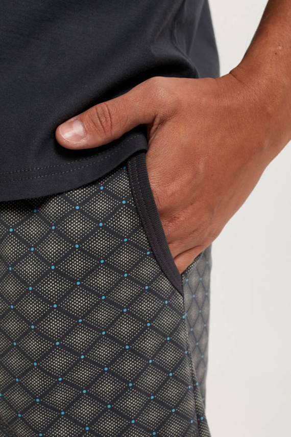 Abel Pánské pyžamo s krátkým rukávem, šortky Italian Fashion - grafit/potisk