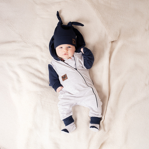 219271 Tepláky Willy Nicol - šedá a tmavě modrá s kapucí a zipem