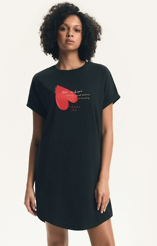 Dámská noční košile 44490 Emela peach Henderson, 100% bavlna, krátký rukáv, půlkulatý výstřih