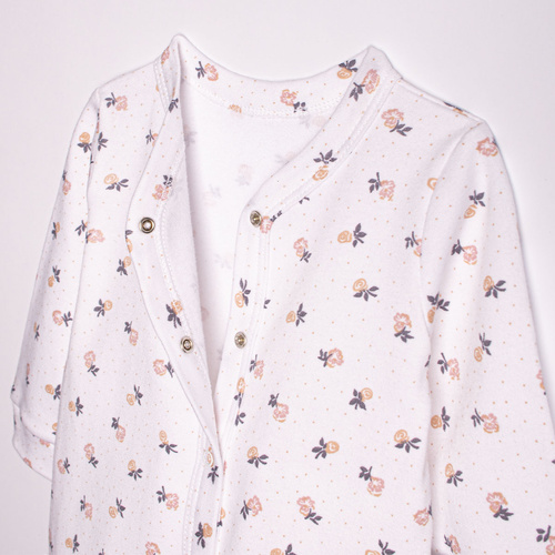 220032 Kojenecký overal Nicol 100% bavlna s dlouhým rukávem a jemným květinovým potiskem