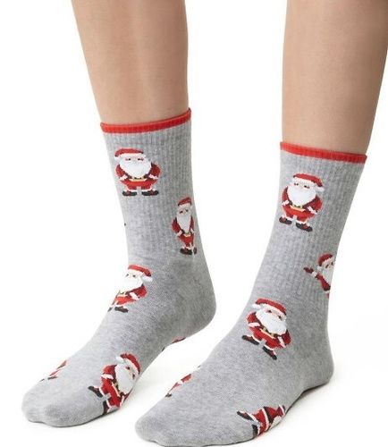 ART.136 Dámské vánoční ponožky Steven melange šedé 141- bavlněné, teplé, zimní vzor