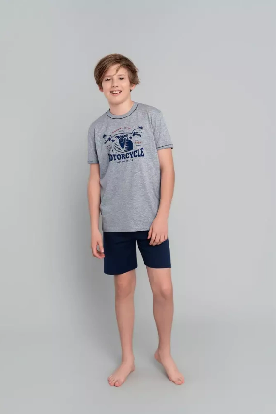 Chlapecké pyžamo Gibson s krátkým rukávem, kalhoty Italian Fashion - melange