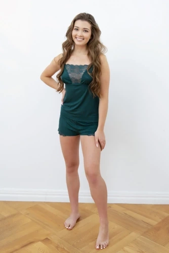 Intrigue Dámské pyžamo s úzkými pásky, krátké šortky Italian Fashion- zelona