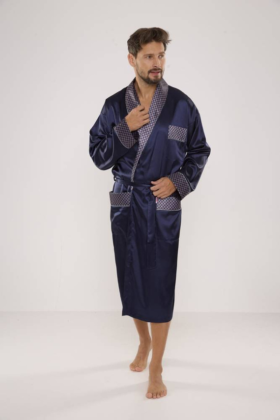 940 Forex pánský saténový župan - tmavě modrý