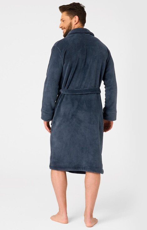 MGL 255 B25 Pánský župan tmavě modrý - klasický, měkký, zavazuje se v pase