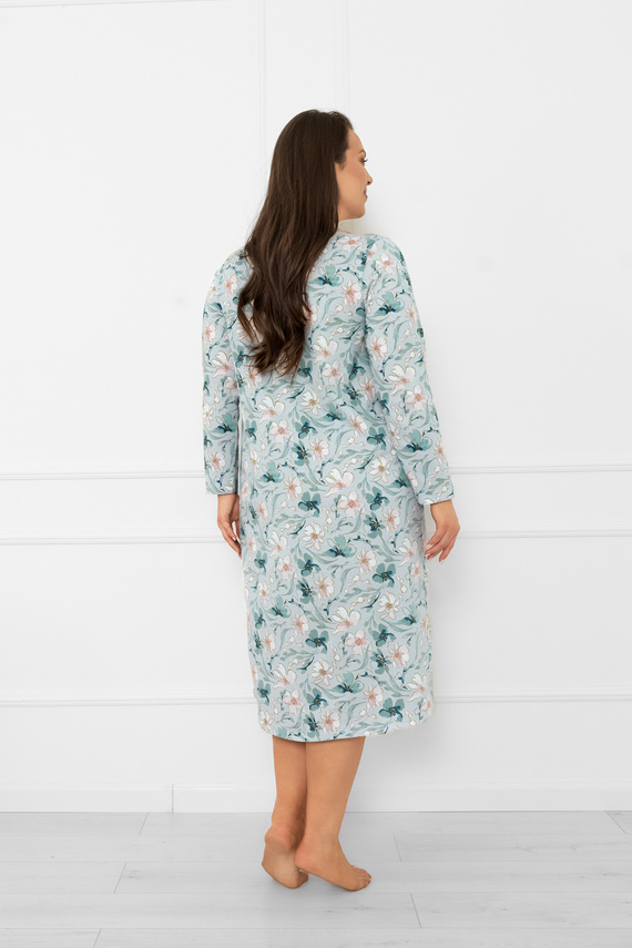 Dámská noční košile Sekwoja - bavlna, dlouhý rukáv, květinový vzor Italian Fashion