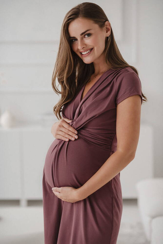 Loop sukienka ciążowa i do karmienia krótki rękaw Milk&Love rose brown 