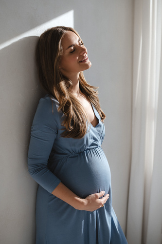 Star Light Těhotenská a kojící bambusová noční košile 7/8 Milk&Love modrá - prodyšná, pro nemocnice, pohodlné kojení