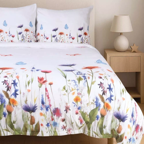 31512/1 Flannelove Darymex bílá květinová ložní souprava, 100% bavlna, hřejivá a měkká