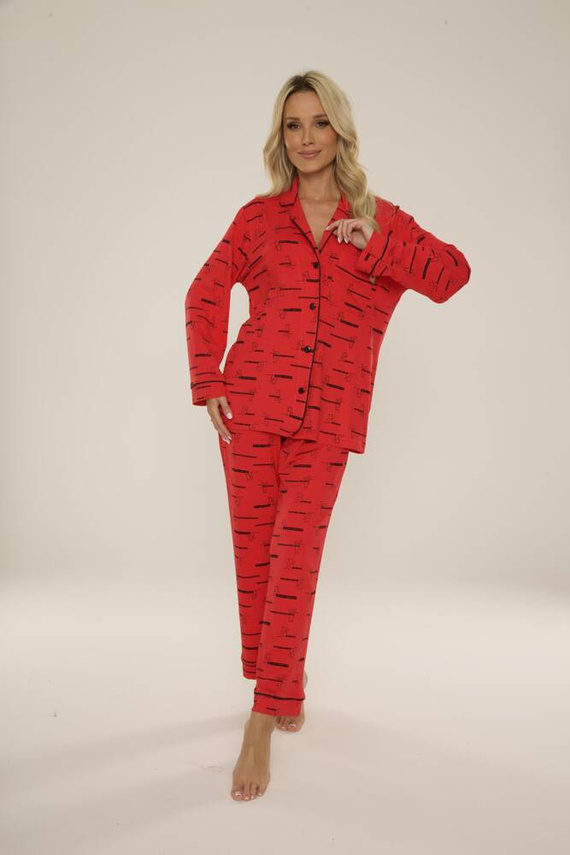 718 Madeleine Cat Love Dámské pyžamo Forex - červené