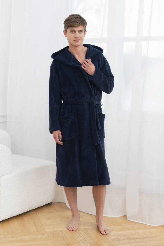 Mimas Pánský župan s kapucí Italian Fashion - tmavě modrý