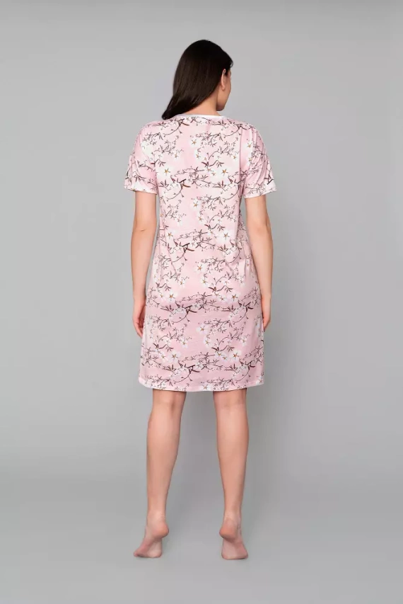 Noční košile Alwa s krátkým rukávem Italian Fashion - růžový potisk
