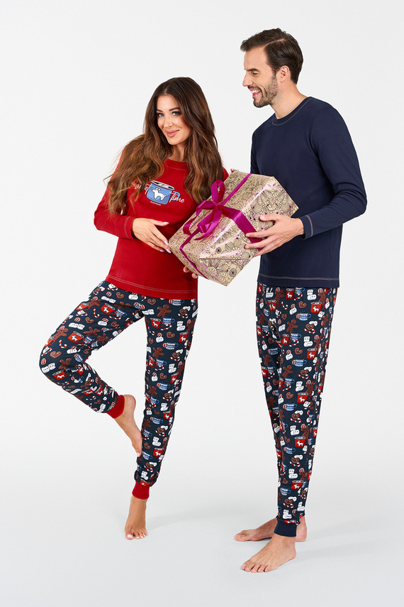 Makala Dámské pyžamo s dlouhým rukávem a dlouhé kalhoty Italian Fashion - červená/potisk