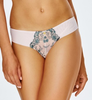 2550/2552 Kalhotky Lupoline - béžové se zeleným vzorem a průhlednou síťovinou