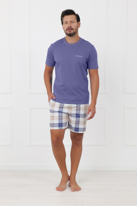 Pánské pyžamo Juno Italian Fashion 100% bavlna krátký rukáv šortky
