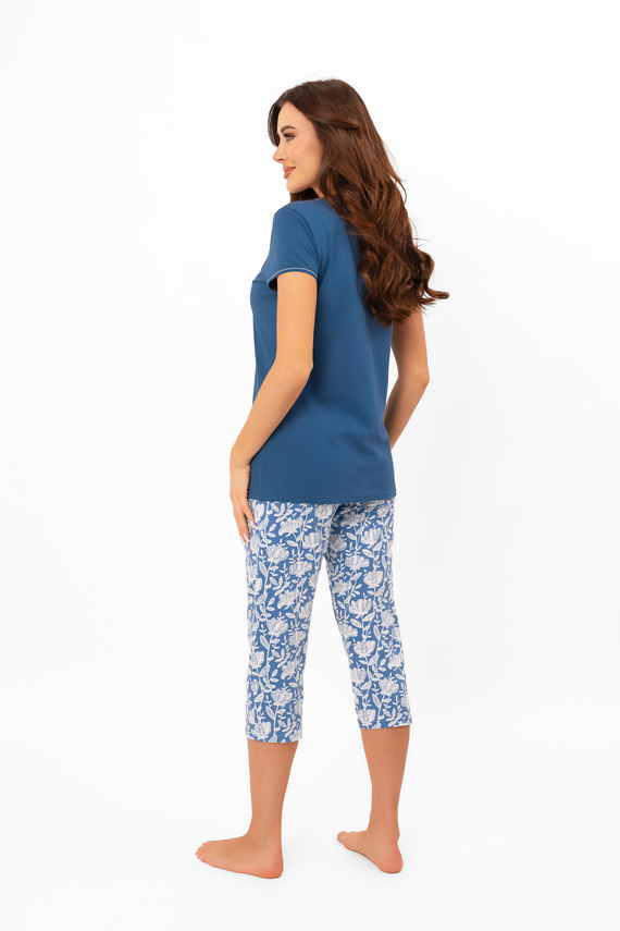 Dámské pyžamo Boma - krátký rukáv, 3/4 kalhoty, bavlna Italian Fashion - jeans/print