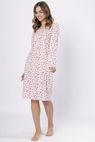 Noční košile Laveza Gelasia 1625 - bavlněná, světle růžová, dlouhý rukáv