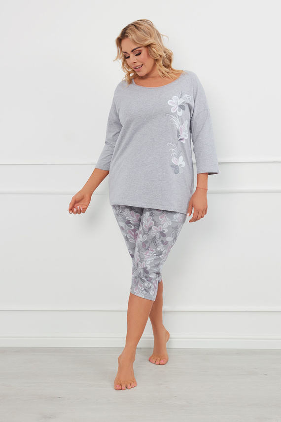 Ibena Dámské pyžamo s 3/4 rukávem, 3/4 kalhoty Italian Fashion - melanž/potisk