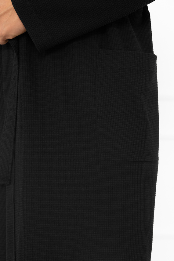 Pánský župan Bono Italian Fashion černý - s páskem, reliéfní vzor, elegantní a pohodlný