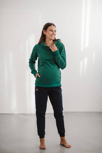 Milk Please bluza do karmienia Milk&Love z kapturem butelkowa zieleń