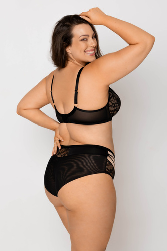 19252 Spodní díl Mediolano Spider - Černý spodní díl s vysokým pasem, tylem a krajkou | Elegantní a smyslný | Perfektně padnoucí k postavě