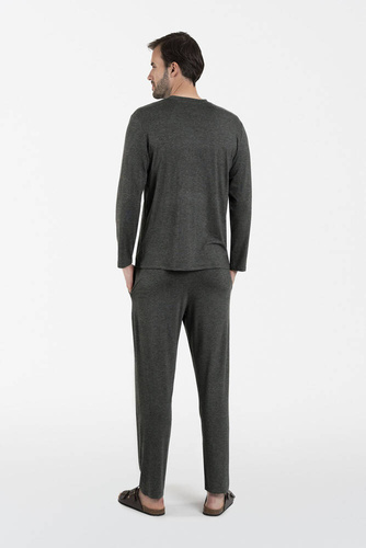 Akord Pánské pyžamo s dlouhým rukávem, dlouhé kalhoty Italská móda - c.melange
