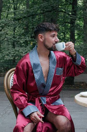 940 Forex pánský saténový župan - bordó