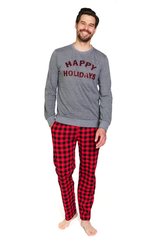 7344 Pánské tmavě šedé pyžamo Doctor Nap - 100% bavlna