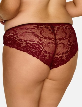 2630 Lupoline- vínové krajkové klasické kalhotky s přívěskem