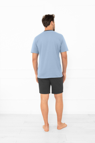 Julius Italian Fashion pánské pyžamo ocelové - krátké, bavlněné, elegantní