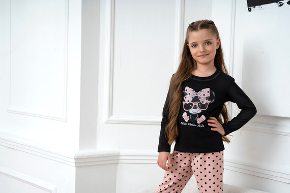 Bonilla Dívčí pyžamo Italian Fashion - černá/potisk